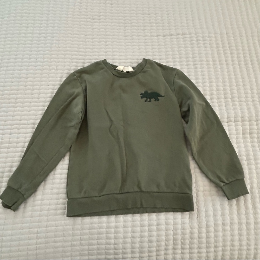 H&M Green Crewneck Sweater with Ribbed Cuffs